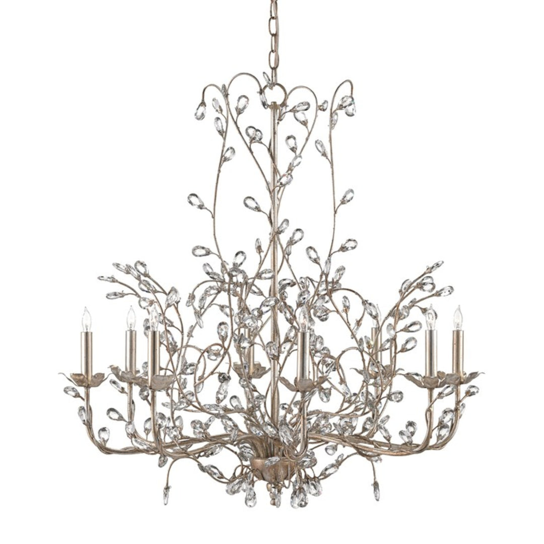 Crystal Bud Large Silver Chandelier