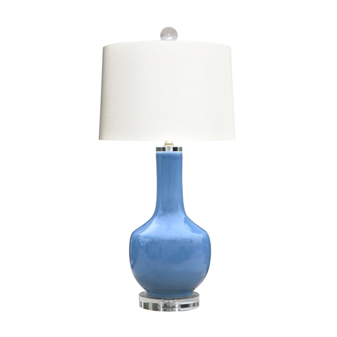 PORCELAIN DRAGON BLUE LONG NECK VASE LAMP