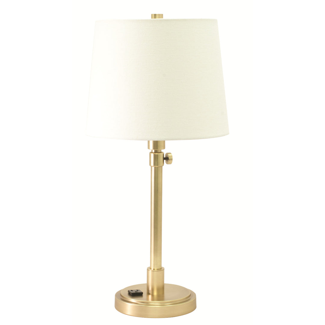 Townhouse Adjustable Table Lamp in Raw Brass with Convenience Outlet