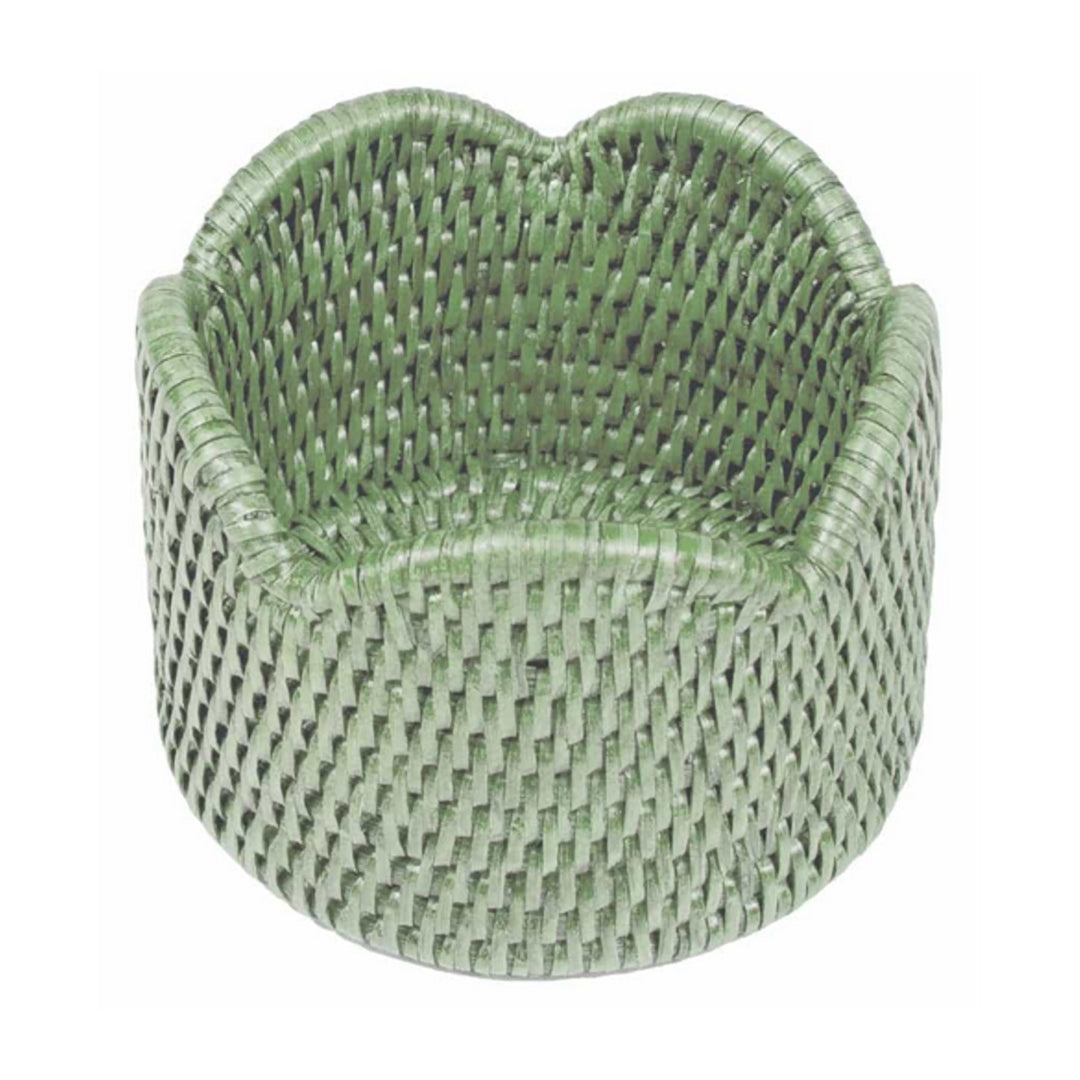 Rattan Scalloped Wine Coaster - Green