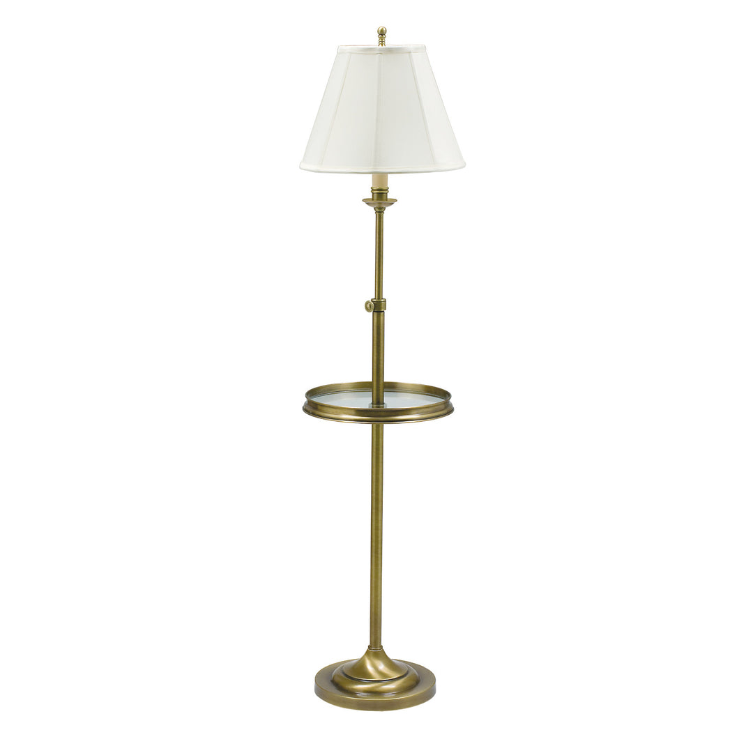 Club Adjustable Floor Lamp with Glass Table - Antique Brass