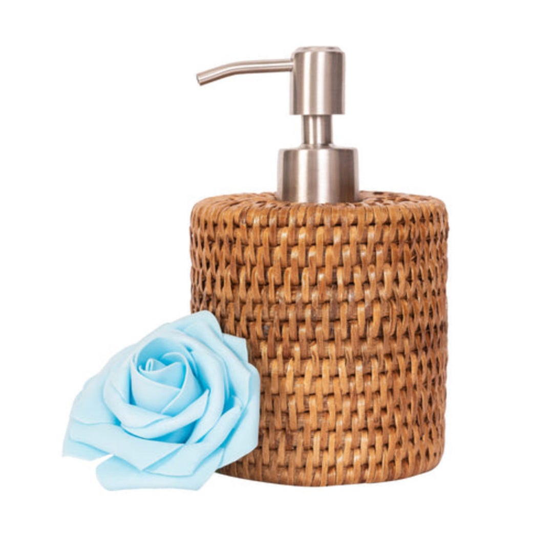 Stainless Steel Polished Finish Soap Pump Dispenser - Honey Brown