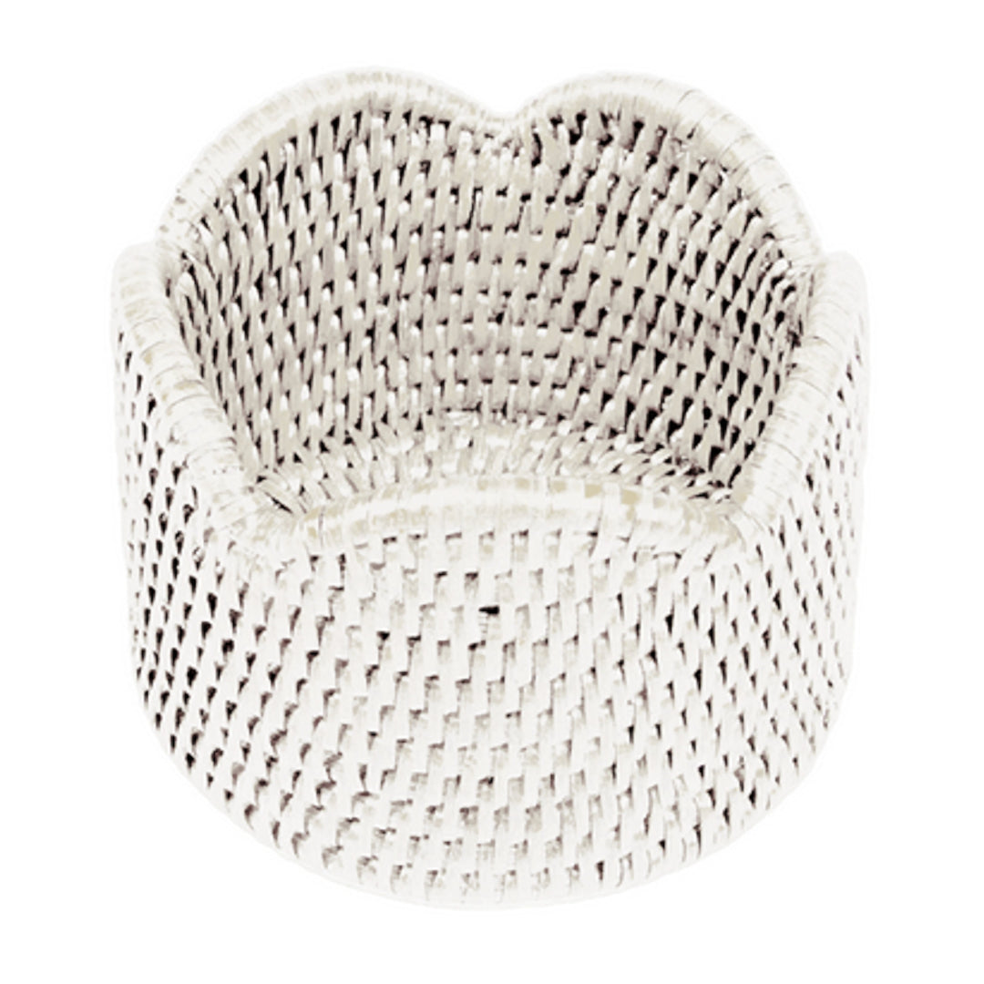 Rattan Scalloped Wine Coaster - Cream