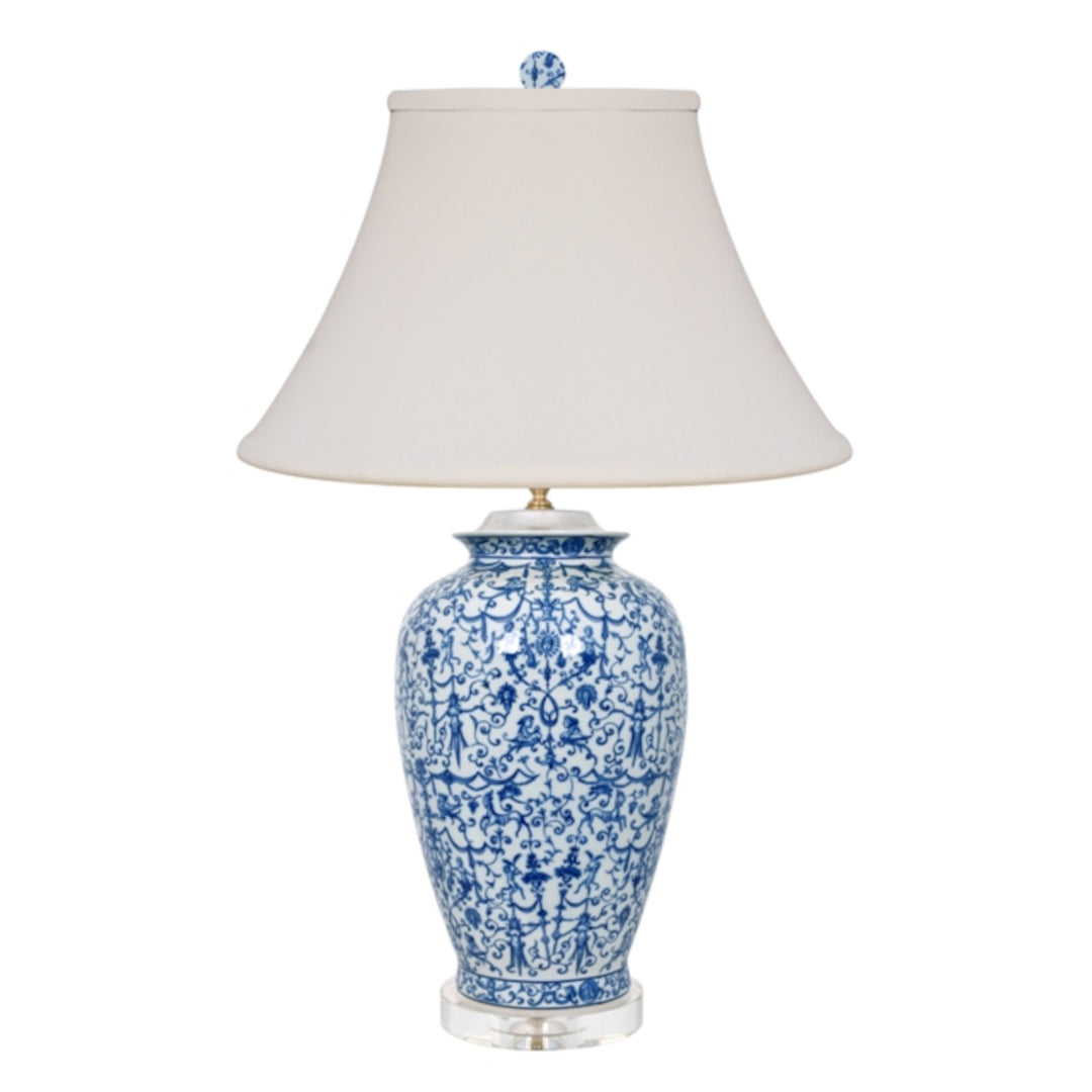 B/W Porcelain Euro Style Vase Lamp (Crystal Base)