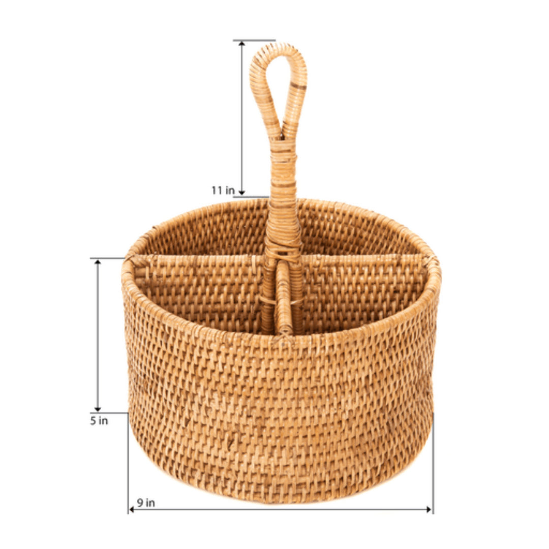 Round 4 section Caddy/Cutlery Holder - Honey Brown