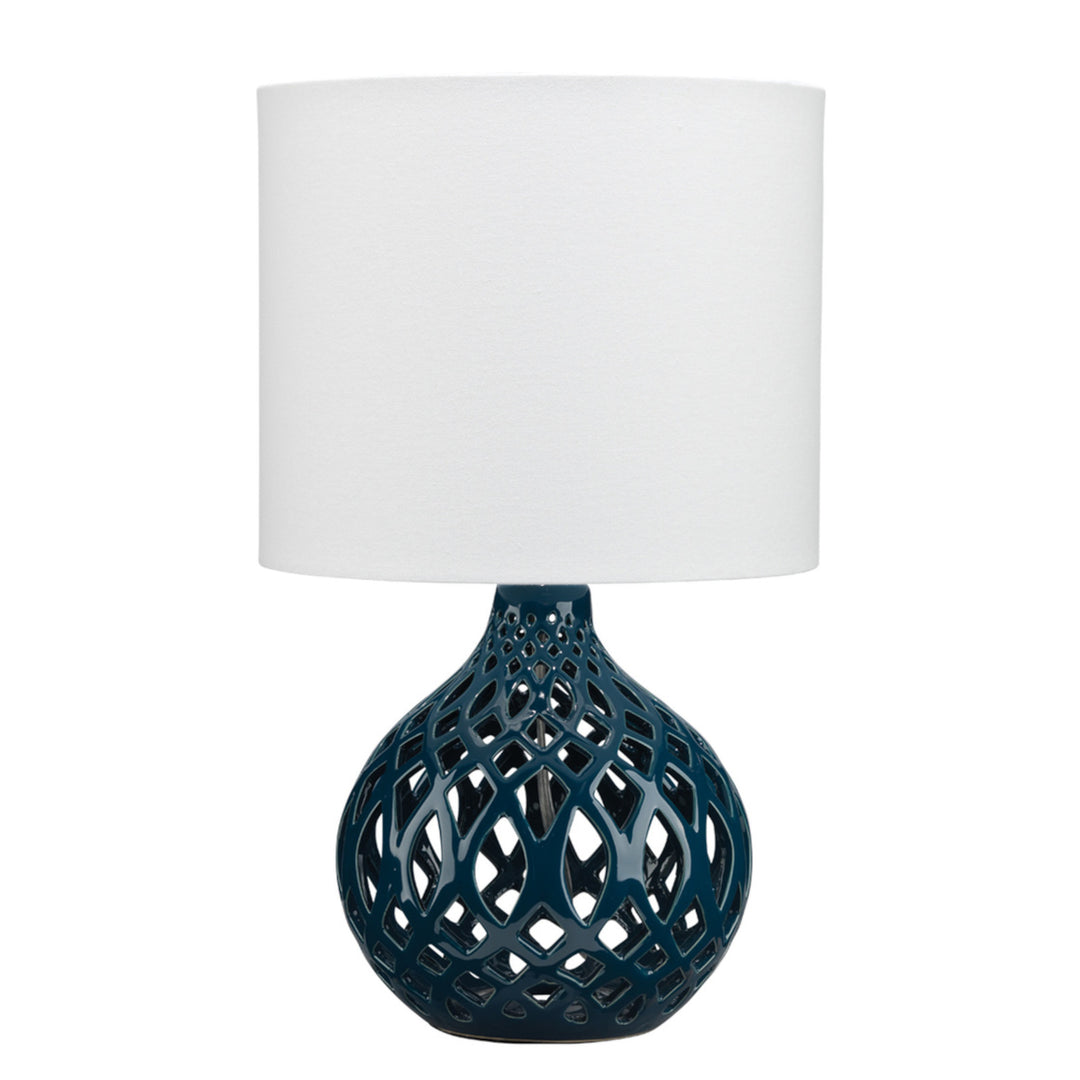 Fretwork Table Lamp - Navy