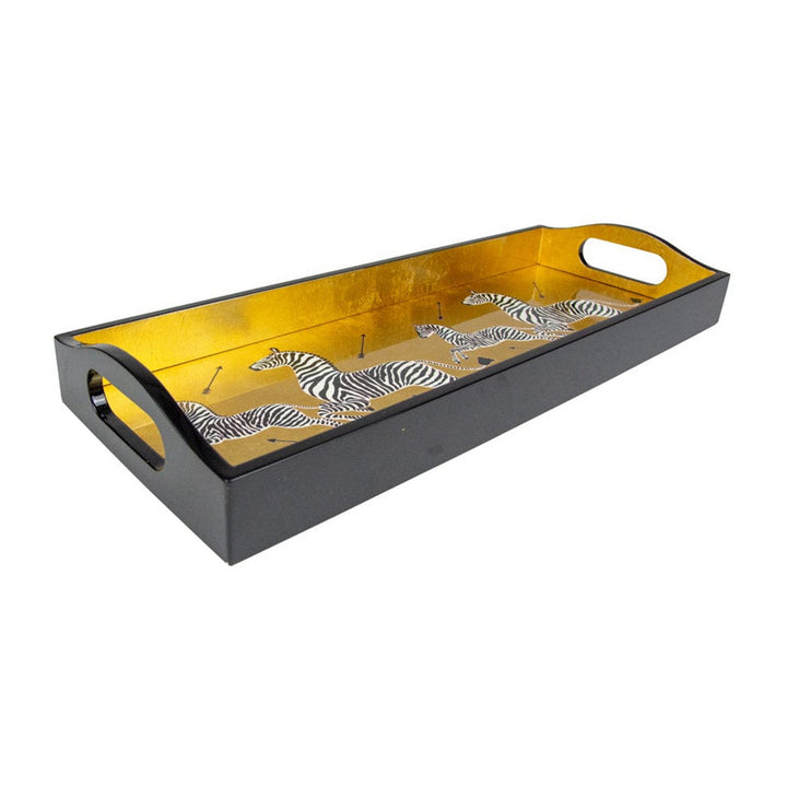 Zebras Gold Lacquer Tray