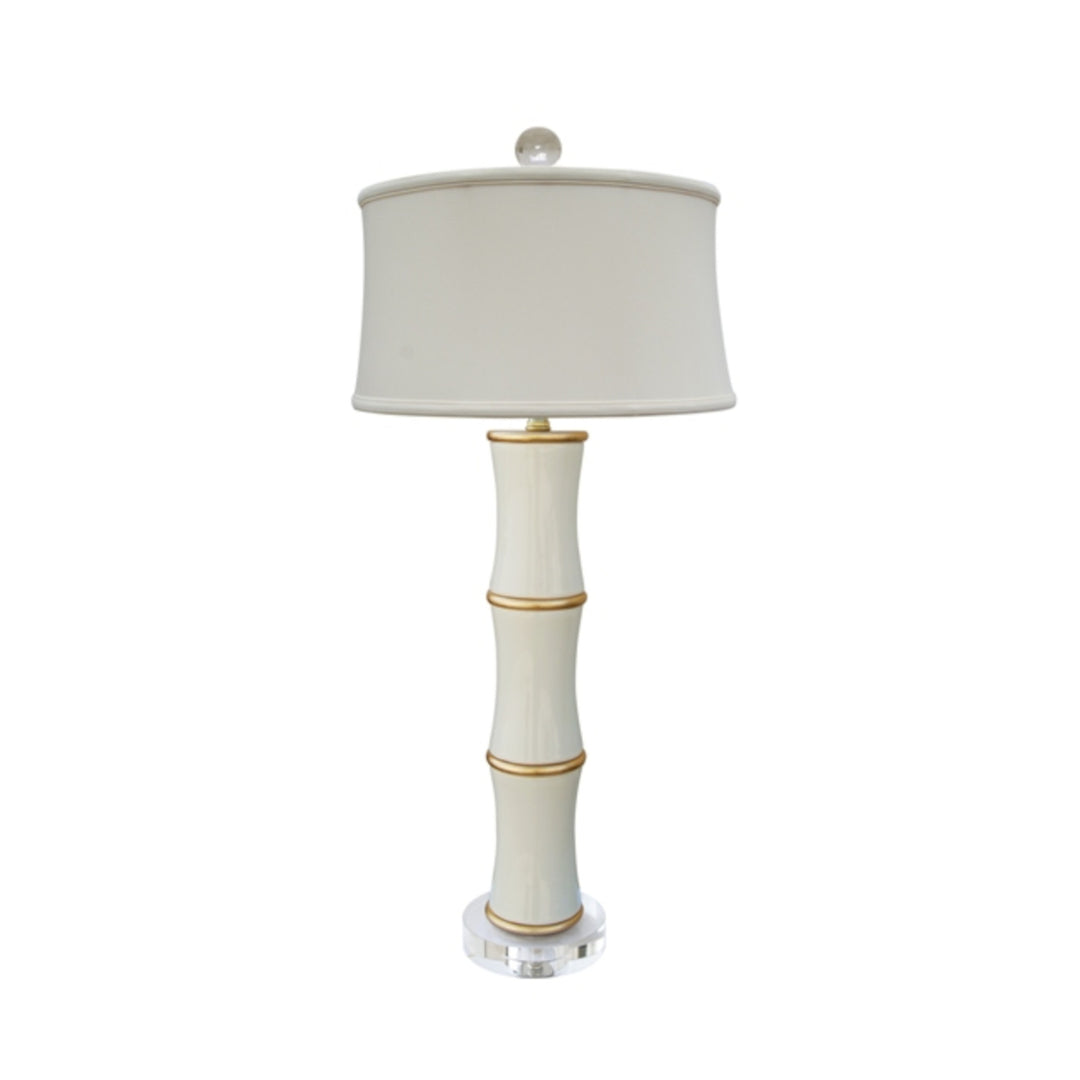 Porcelain Dove White Bamboo Lamp