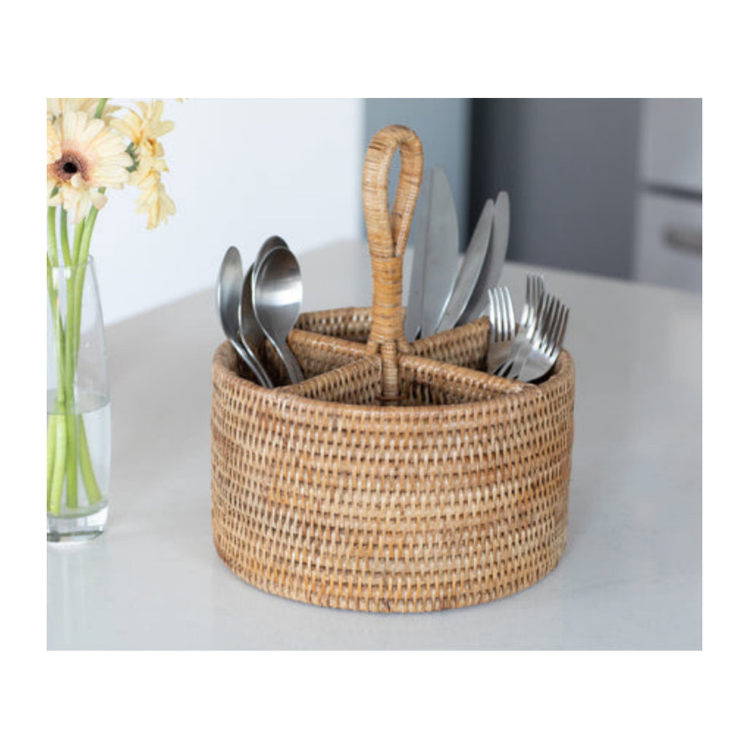 Round 4 section Caddy/Cutlery Holder - Honey Brown