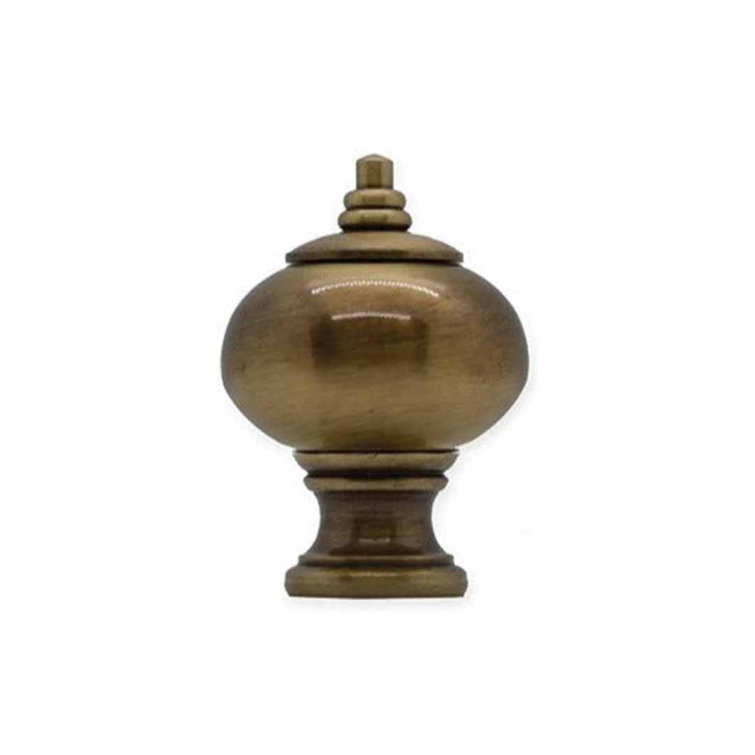 Beaded Ball/Crown Finial - 2" h Antiqued Brass