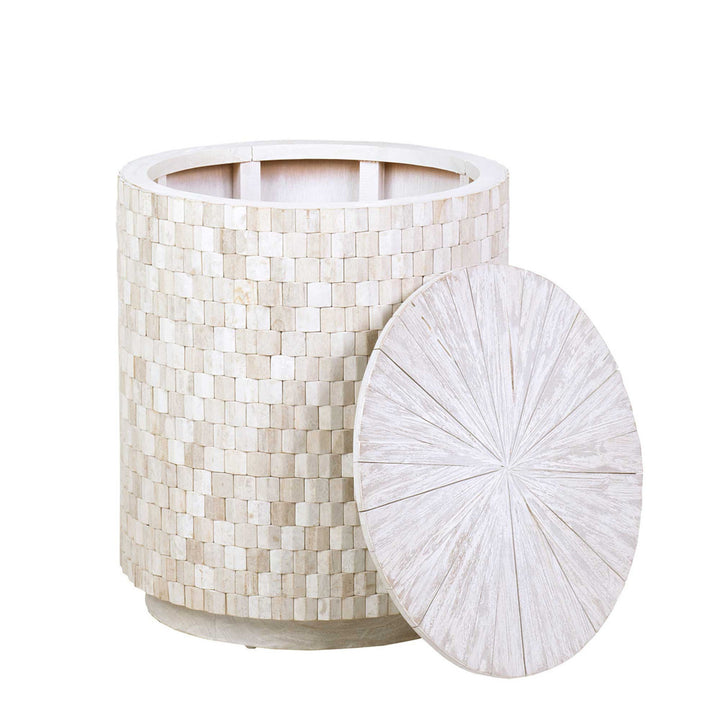 Fulton Storage Side Table, White Wash