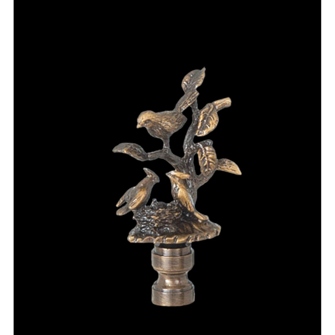 Birds on Branch Finial - Antique Brass