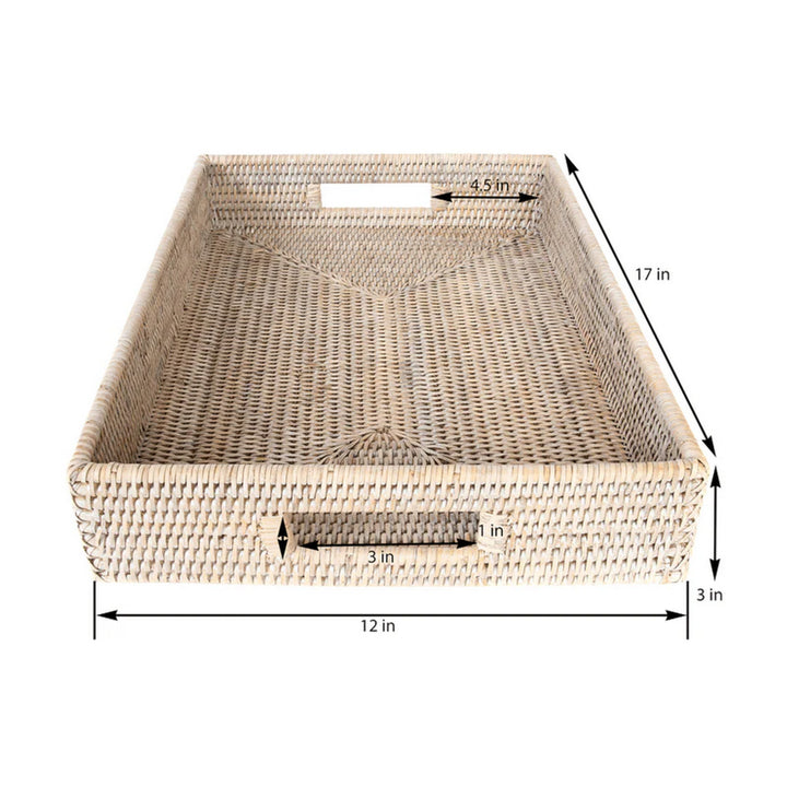 Rectangular Tray with Cutout Handles - White Wash