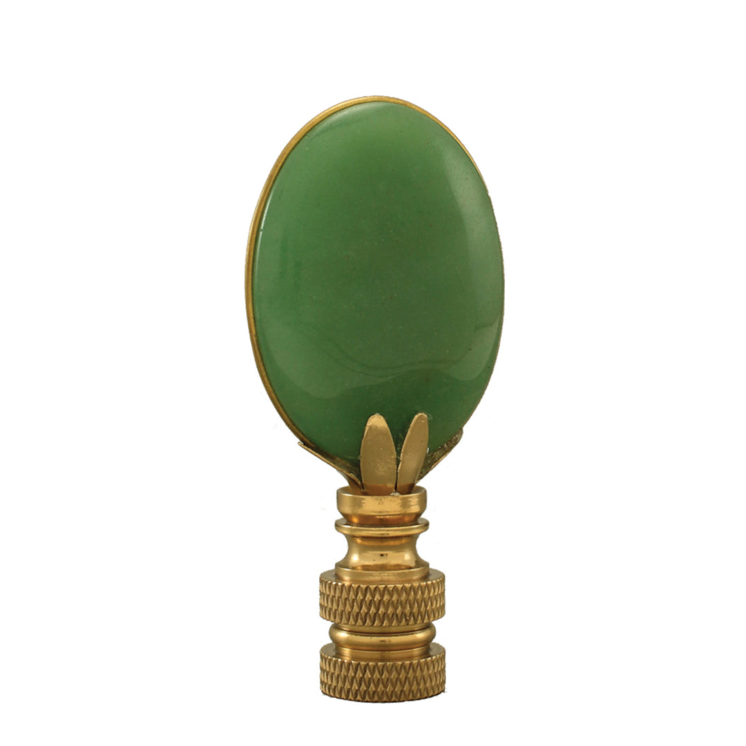 Green Adventurine Oval Finial - Polished Brass