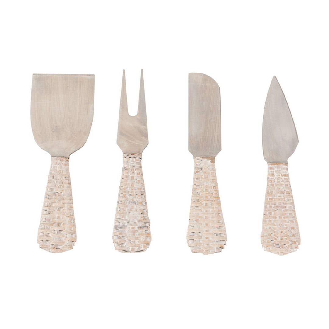 Rattan Stainless-Steel Cheese Knives (Set of 4) - with Gift Box