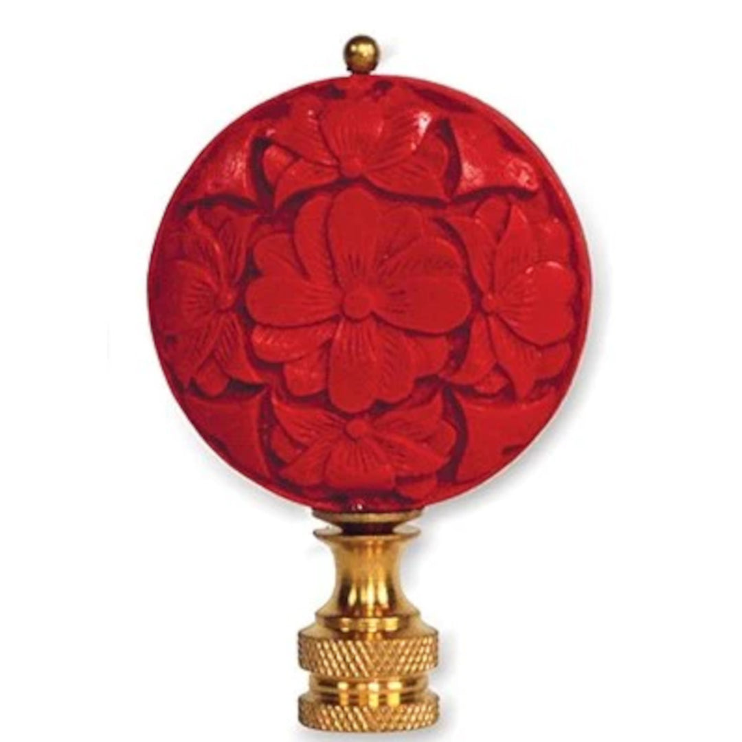 Genuine Red Cinnabar Disk Finial - 2¾" h