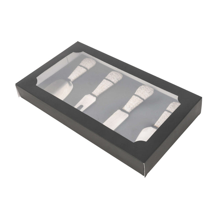 Rattan Stainless-Steel Cheese Knives (Set of 4) - with Gift Box