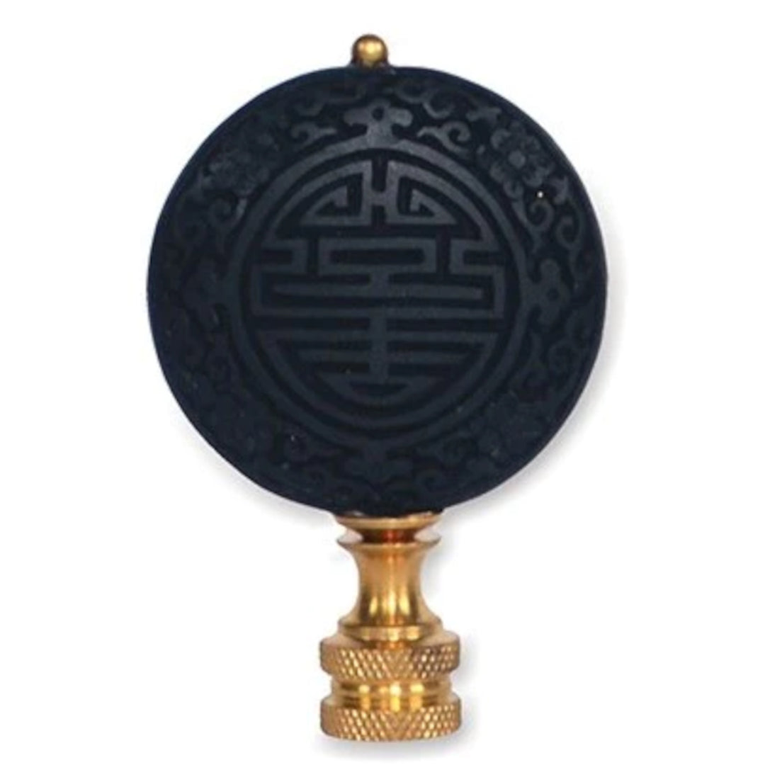 Black Cinnabar Disk Finial - 2¾" h