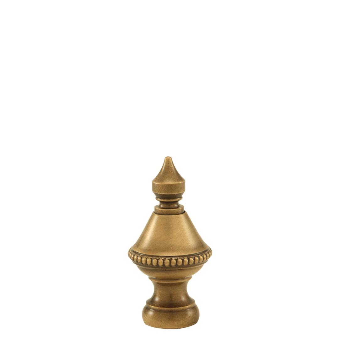 Beaded Knob Finial - Antique Brass