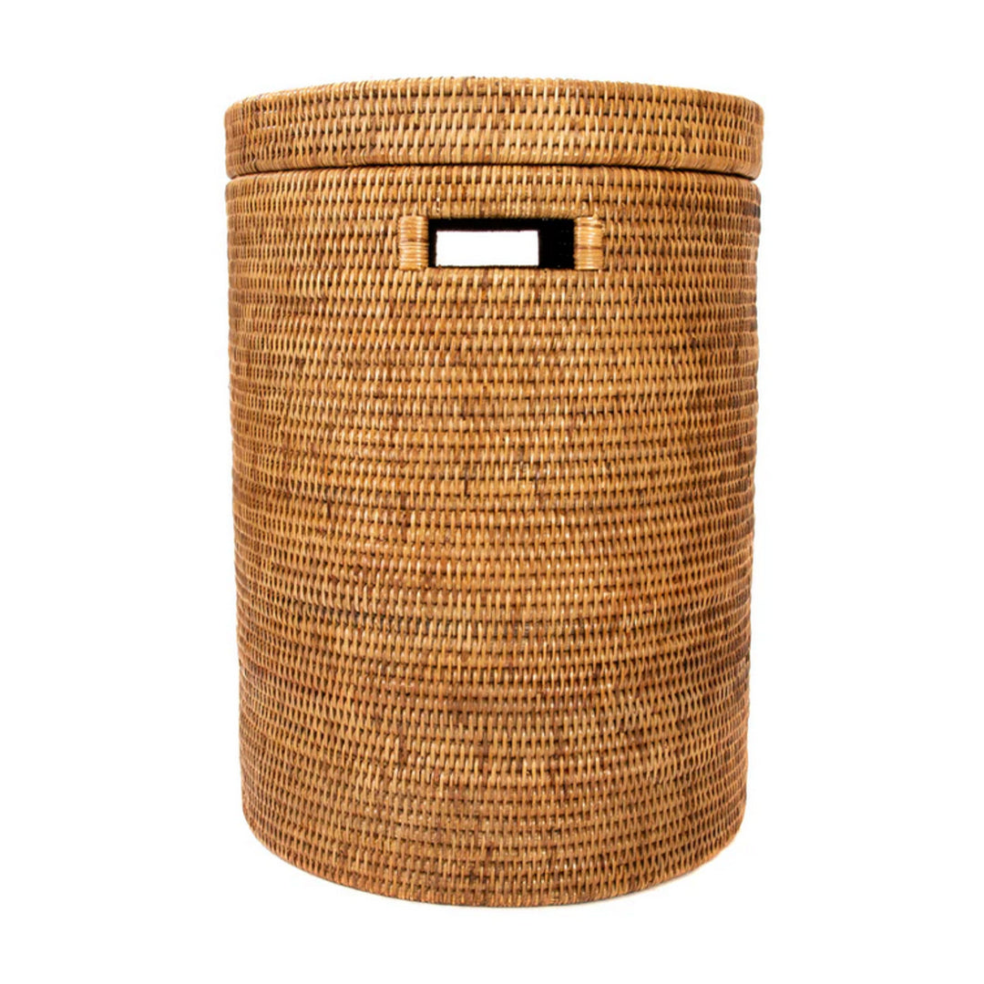 Round Hamper with Lid - Honey Brown