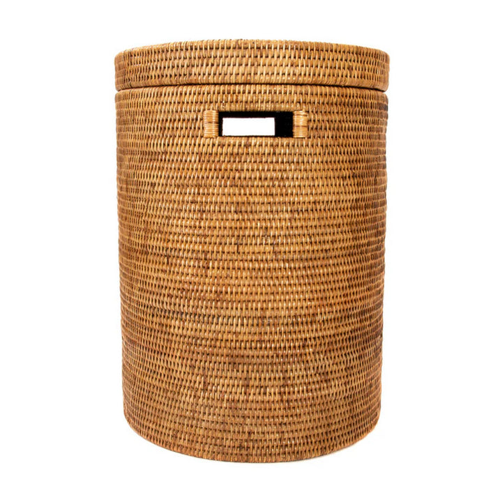Round Hamper with Lid - Honey Brown