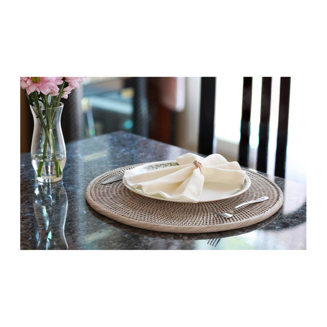 Round Placemat - 14" Diameter - White Wash