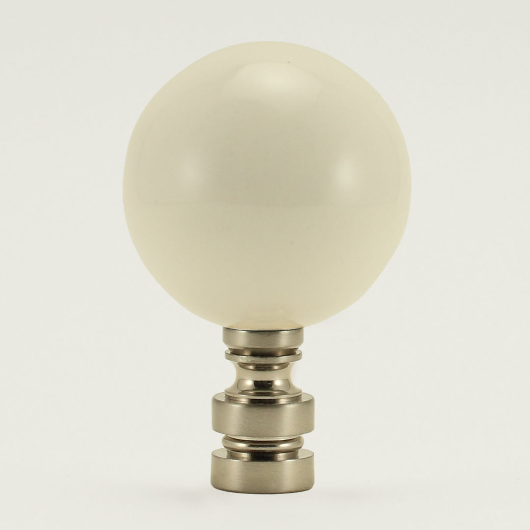 40MM WHITE Ceramic BALL FINIAL - Brushed Nickel