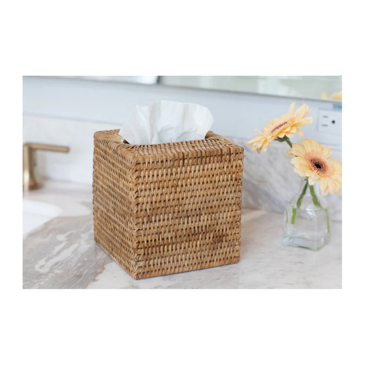 Column Tissue Box Cover - Honey Brown