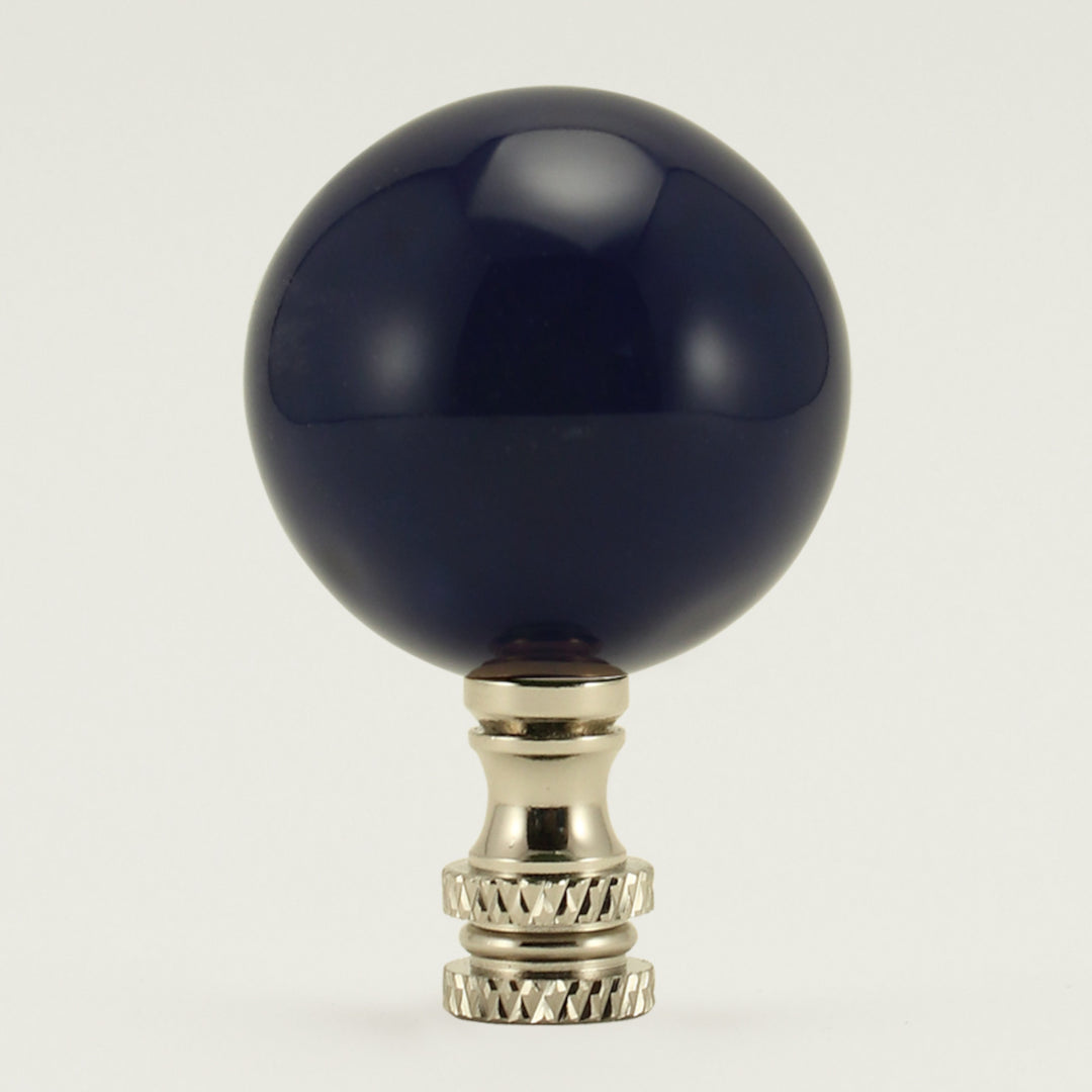 40mm Navy Ceramic Ball Finial - Polished Nickel