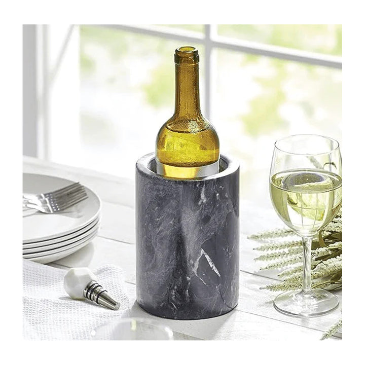 Marble Cylinder Wine Cooler - Black Matte