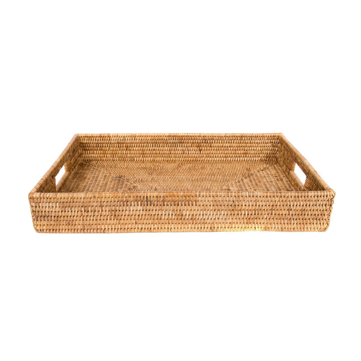 Rectangular Tray with Cutout Handles - Honey Brown