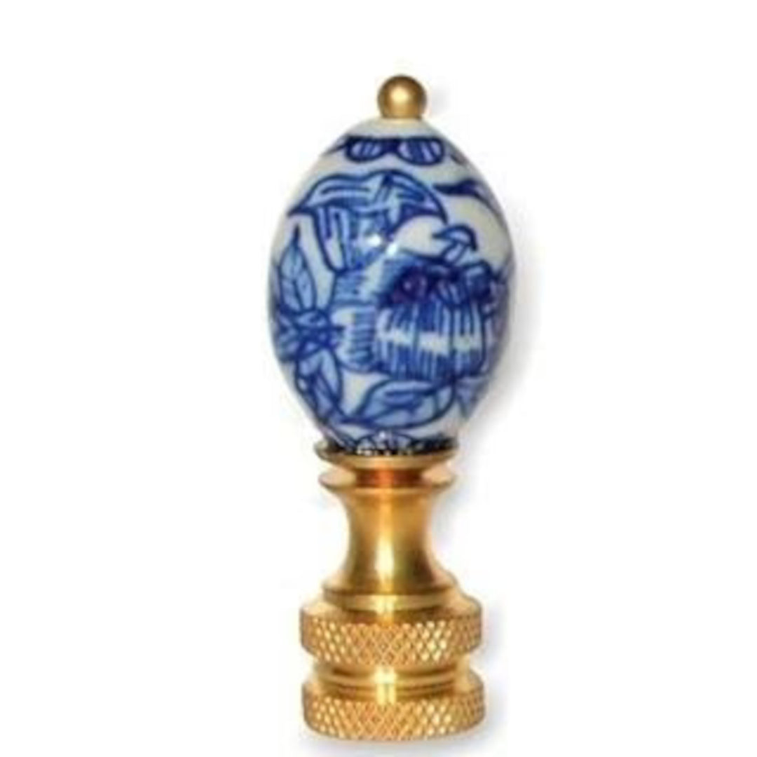 Blue & White Porcelain Egg Finial - 2" h