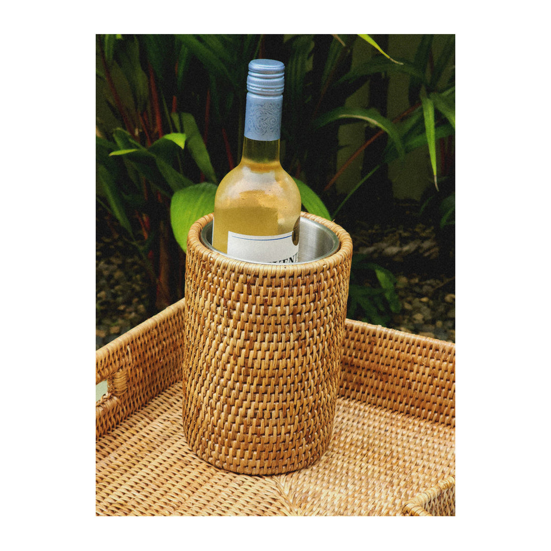 Stainless Steel Wine Chiller - Honey Brown